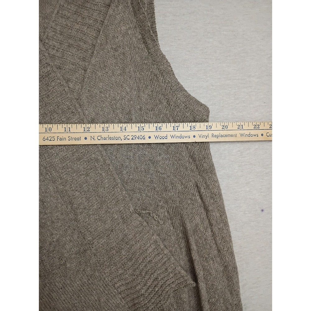 Gap Women Taupe Brown Wool Blend Sleeveless Draped Asymmetrical Cardigan Vest S - Picture 6 of 8